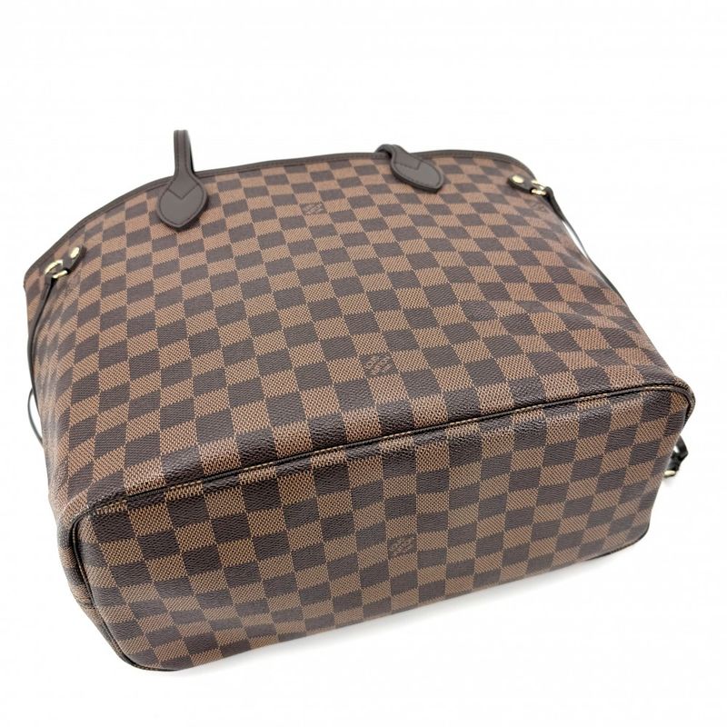 Louis Vuitton Tote Neverfull MM Handbag Shoulder Damier Canvas Brown Gold