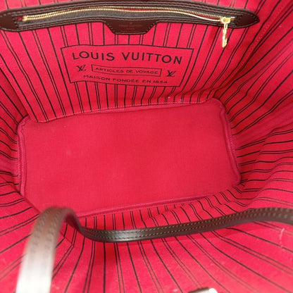 Louis Vuitton Tote Neverfull MM Handbag Shoulder Damier Canvas Brown Gold