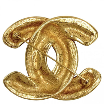 Chanel Brooch Quilted CC Logo Vintage Gold Plated