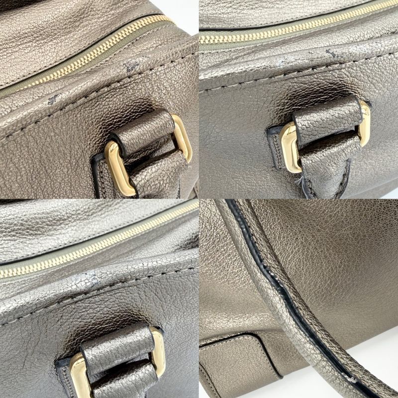 Loewe Anagram Amazona 36 Mini Boston Bag Shoulder Metallic Leather Gold
