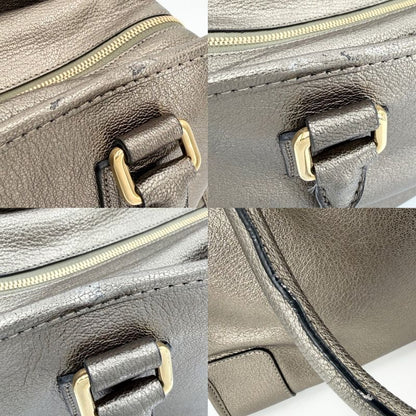 Loewe Anagram Amazona 36 Mini Boston Bag Shoulder Metallic Leather Gold