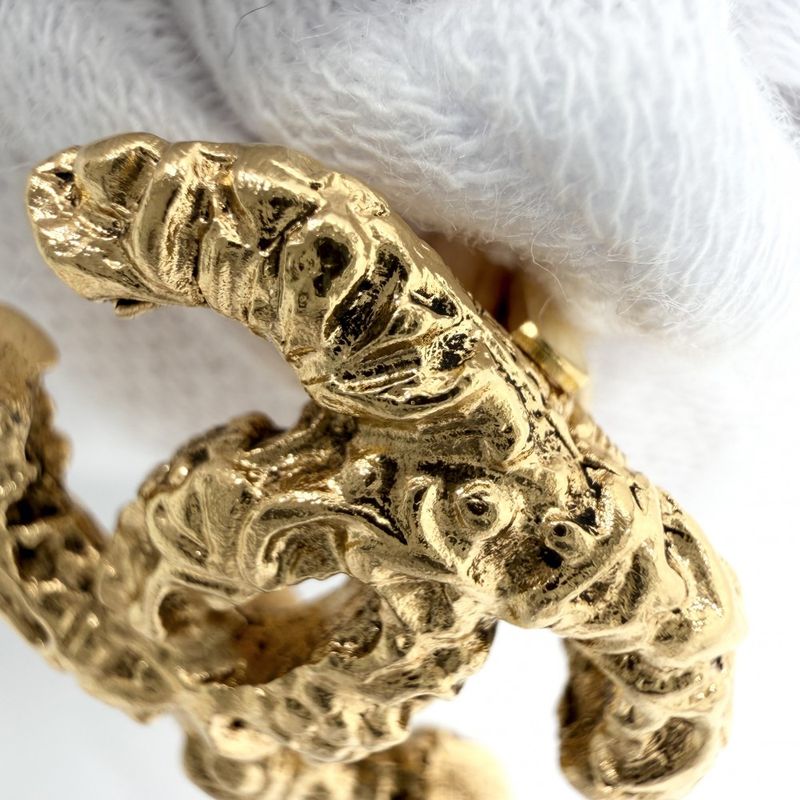Chanel Earrings Magma Lava CC Logo Gold Plated