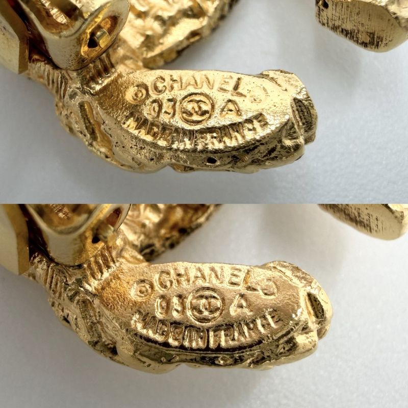 Chanel Earrings Magma Lava CC Logo Gold Plated