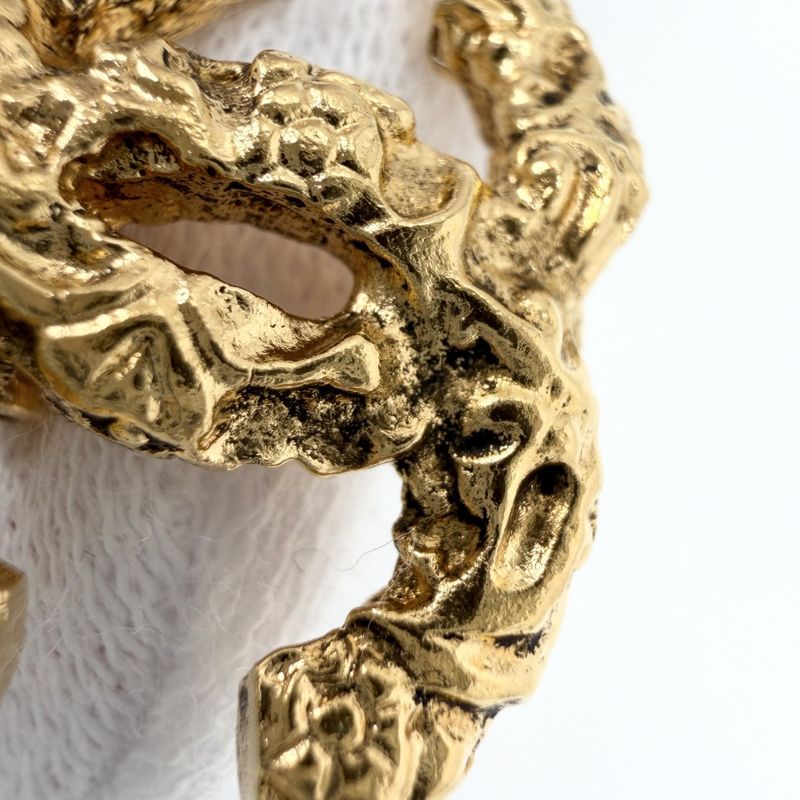 Chanel Earrings Magma Lava CC Logo Gold Plated
