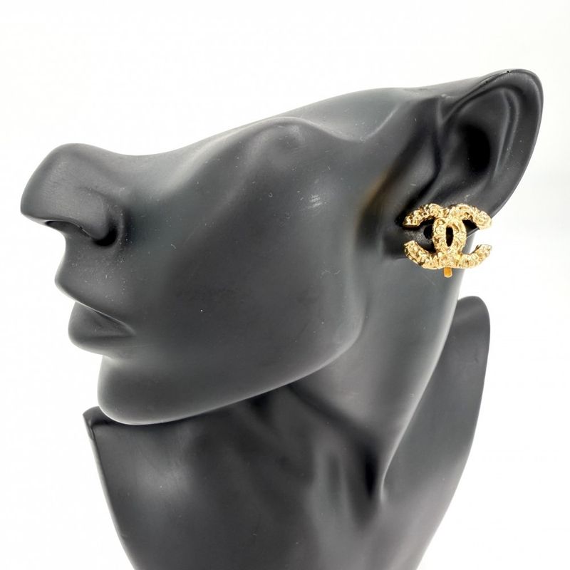 Chanel Earrings Magma Lava CC Logo Gold Plated