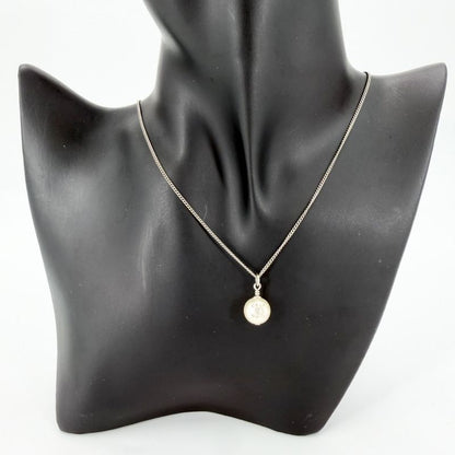 Chanel Necklace CC Logo Chain Faux Pearl Line Stone White Silver