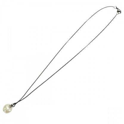 Chanel Necklace CC Logo Chain Faux Pearl Line Stone White Silver