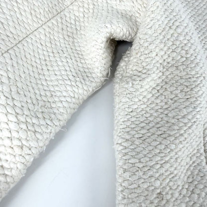 Chanel Collarless Jacket 42 Ivory Silk
