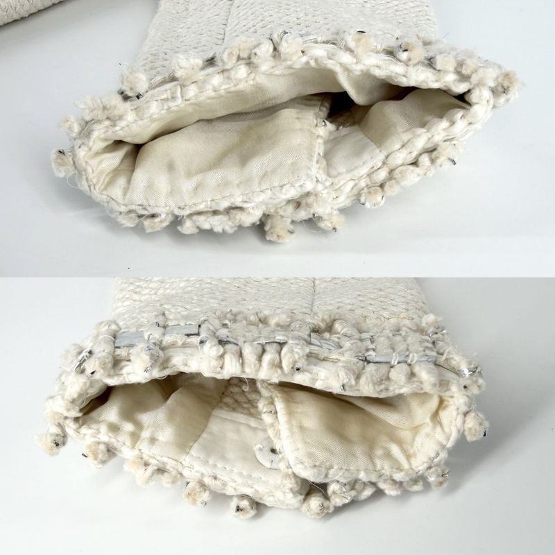 Chanel Collarless Jacket 42 Ivory Silk