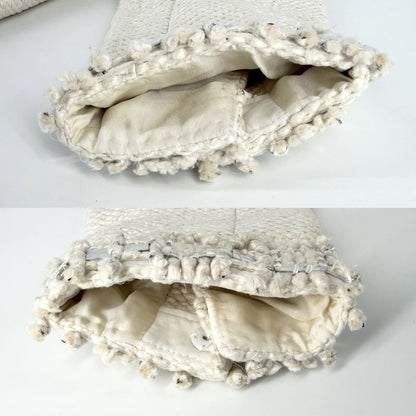 Chanel Collarless Jacket 42 Ivory Silk