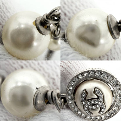 Chanel Bracelet CC Logo Adjustable Star with Faux Pearl Line Stone Silver White
