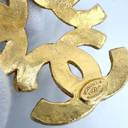 Chanel Brooch CC Logo Triple Coco Vintage Gold Plated