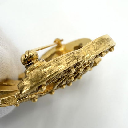 Chanel Brooch CC Logo Triple Coco Vintage Gold Plated