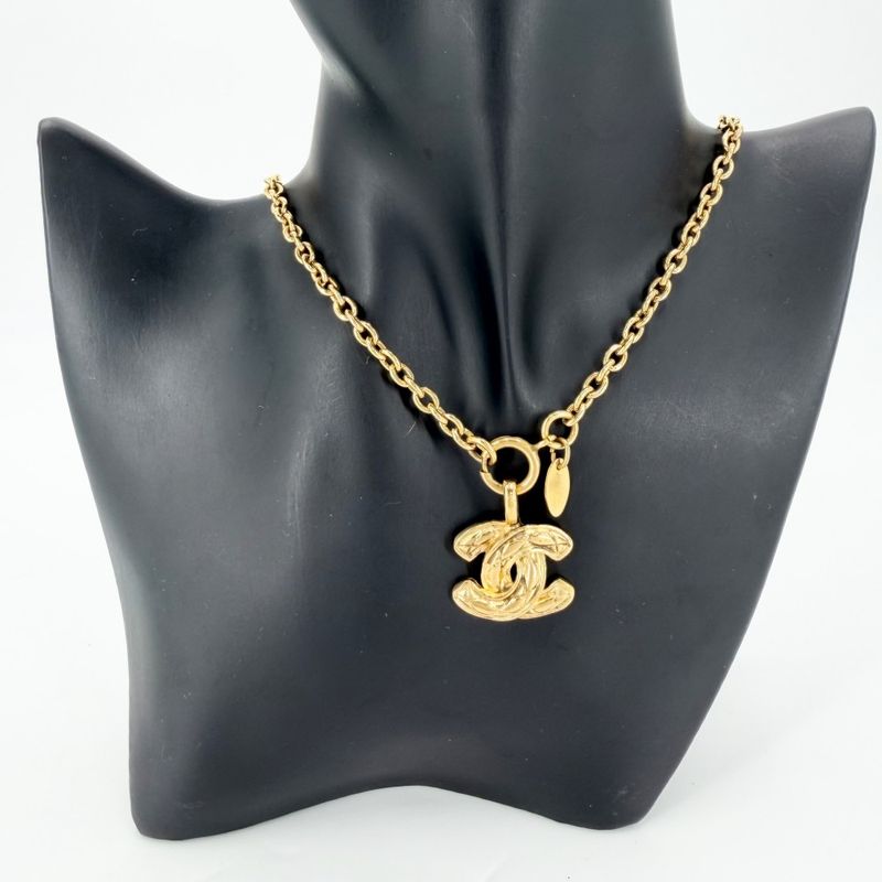 Chanel Necklace Quilted CC Logo Gold Plated