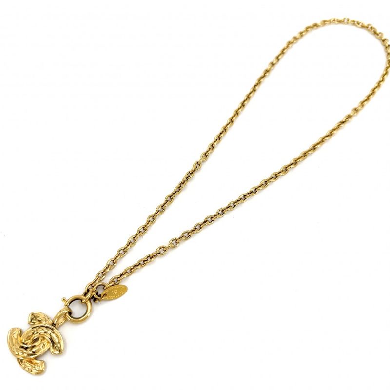 Chanel Necklace Quilted CC Logo Gold Plated