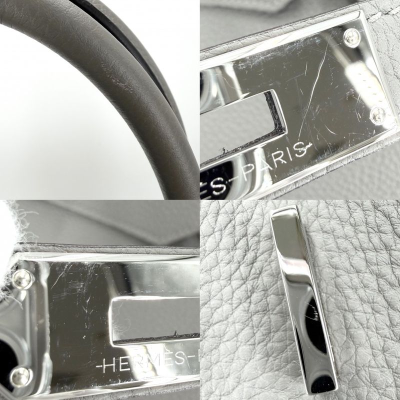 Hermes Handbag Birkin 40 Inner Stitch Gray Togo Grimeyer Silver