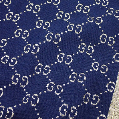 Gucci GG Cotton Lam Fabric M Cardigan Navy Gold