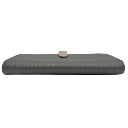 Celine Large Strap Wallet Grained Calf Skin Gray Vintage Pink Bifold