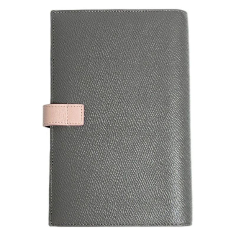 Celine Large Strap Wallet Grained Calf Skin Gray Vintage Pink Bifold