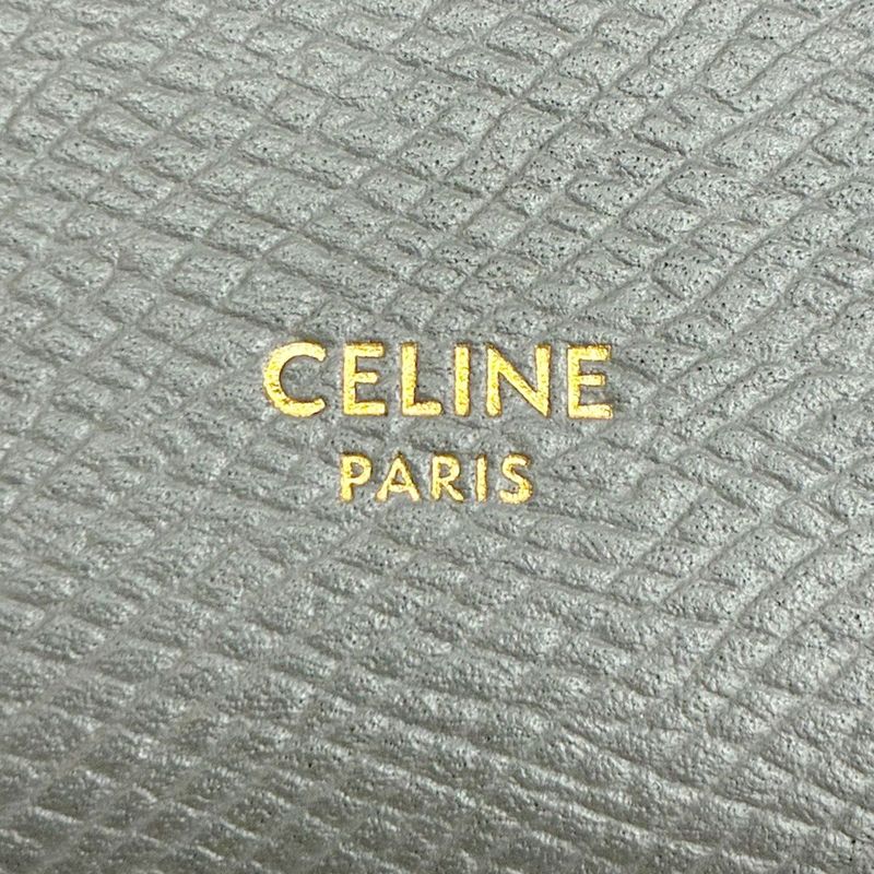 Celine Large Strap Wallet Grained Calf Skin Gray Vintage Pink Bifold