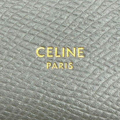 Celine Large Strap Wallet Grained Calf Skin Gray Vintage Pink Bifold