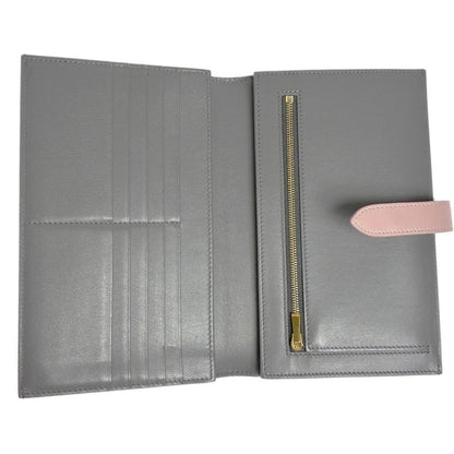 Celine Large Strap Wallet Grained Calf Skin Gray Vintage Pink Bifold