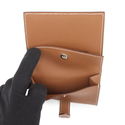 Hermes Card Case Bearn Mini Coin Purse Gold Silver Vo Madame