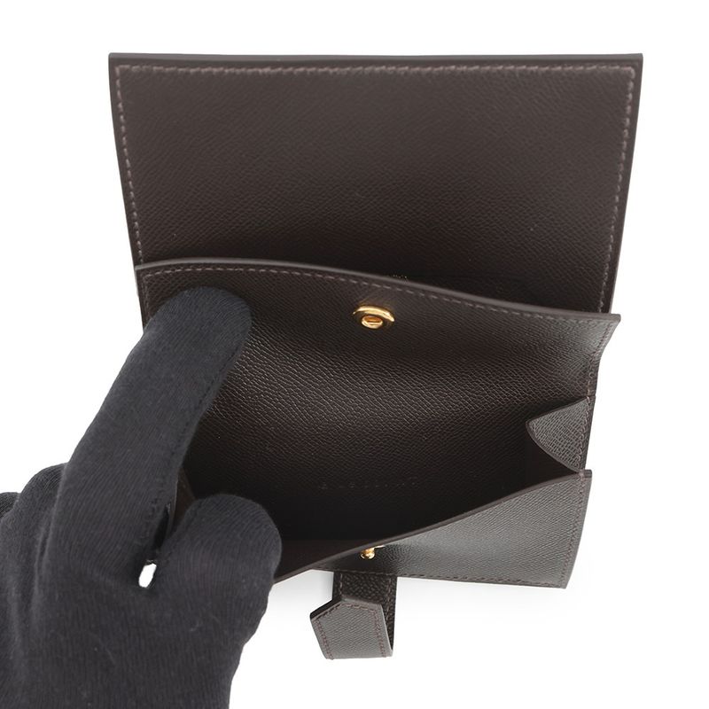 Hermes Card Case Bearn Mini Coin Purse Bible Gold Vo Madame