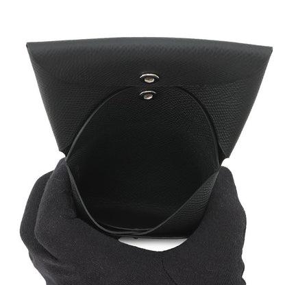 Hermes Coin Case Calvi Duo Black Silver Epsom Wallet