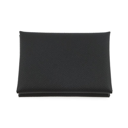 Hermes Coin Case Calvi Duo Black Silver Epsom Wallet