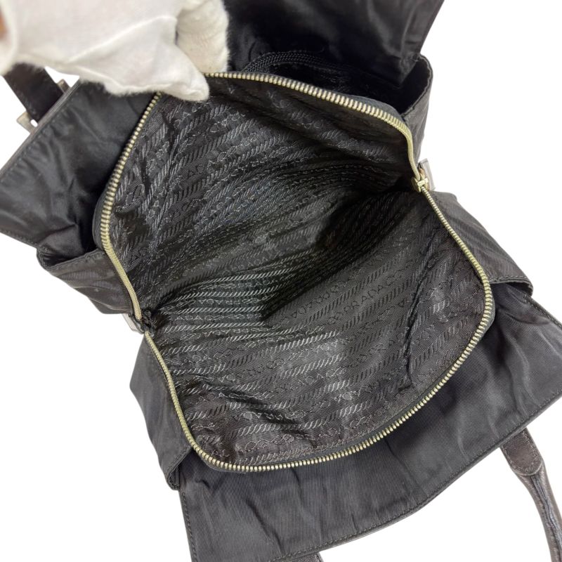 Prada Nappa Leather Tessuto Nylon Mini Tote Black