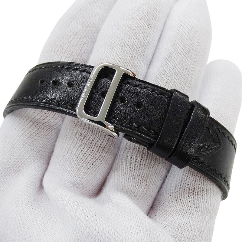 Hermes Watch Ane Date Quartz Stainless Steel Leather White Black Polished