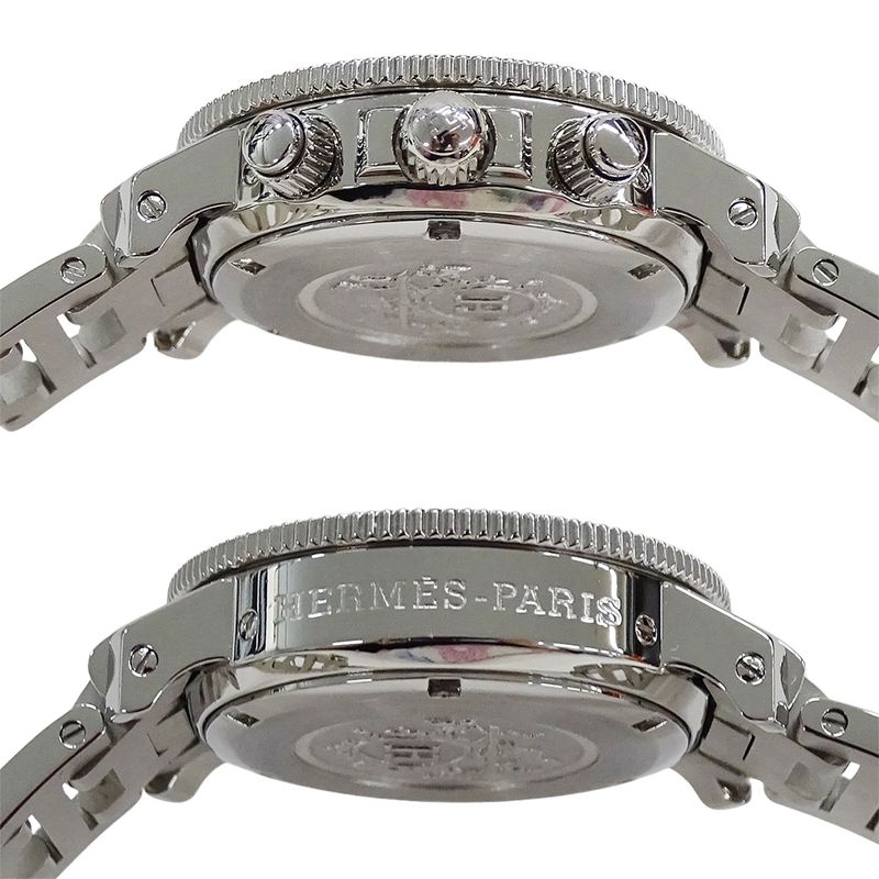 Hermes Watch Clipper Diver Chronograph Date Quartz Stainless Steel Silver Black