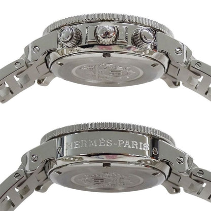 Hermes Watch Clipper Diver Chronograph Date Quartz Stainless Steel Silver Black
