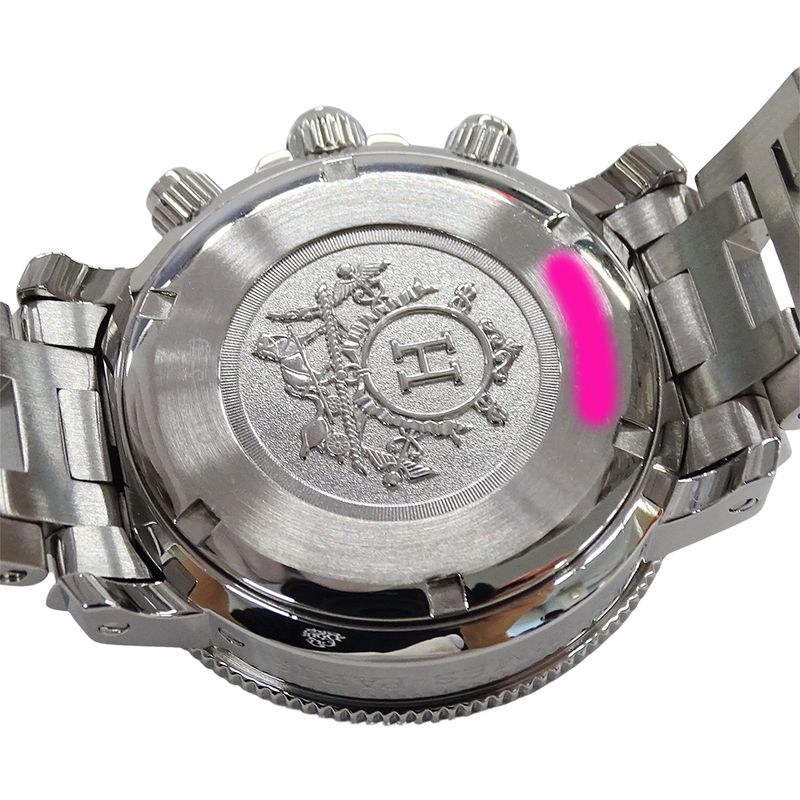 Hermes Watch Clipper Diver Chronograph Date Quartz Stainless Steel Silver Black