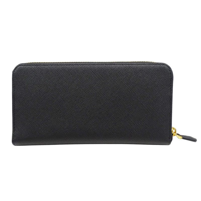 Prada Wallet Saffiano Hibiscus Black Zip Around Adult