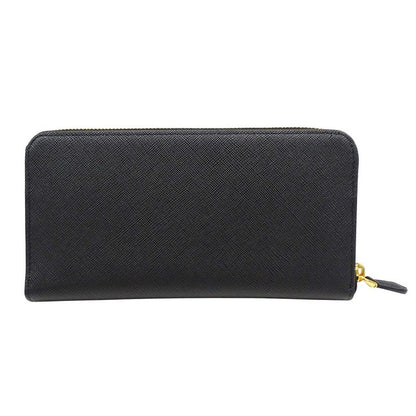 Prada Wallet Saffiano Hibiscus Black Zip Around Adult