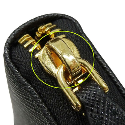 Prada Wallet Saffiano Hibiscus Black Zip Around Adult