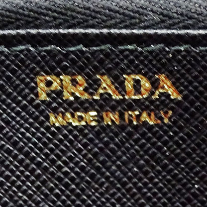 Prada Wallet Saffiano Hibiscus Black Zip Around Adult