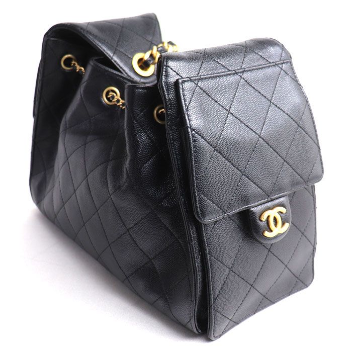 Chanel 25 Small Caviar Leather Shoulder Bag Black