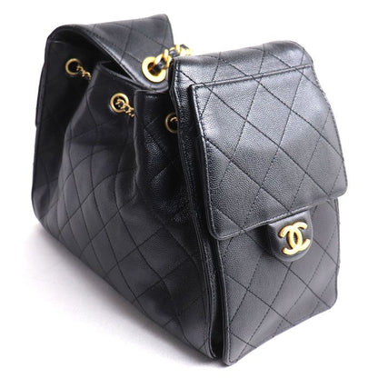 Chanel 25 Small Caviar Leather Shoulder Bag Black