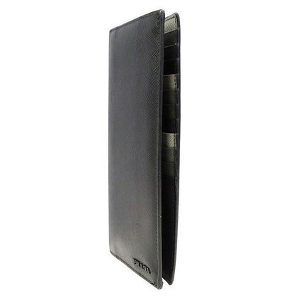 Prada Wallet Saffiano Black Foldable Fashionable Smart