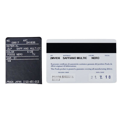 Prada Wallet Saffiano Black Foldable Fashionable Smart