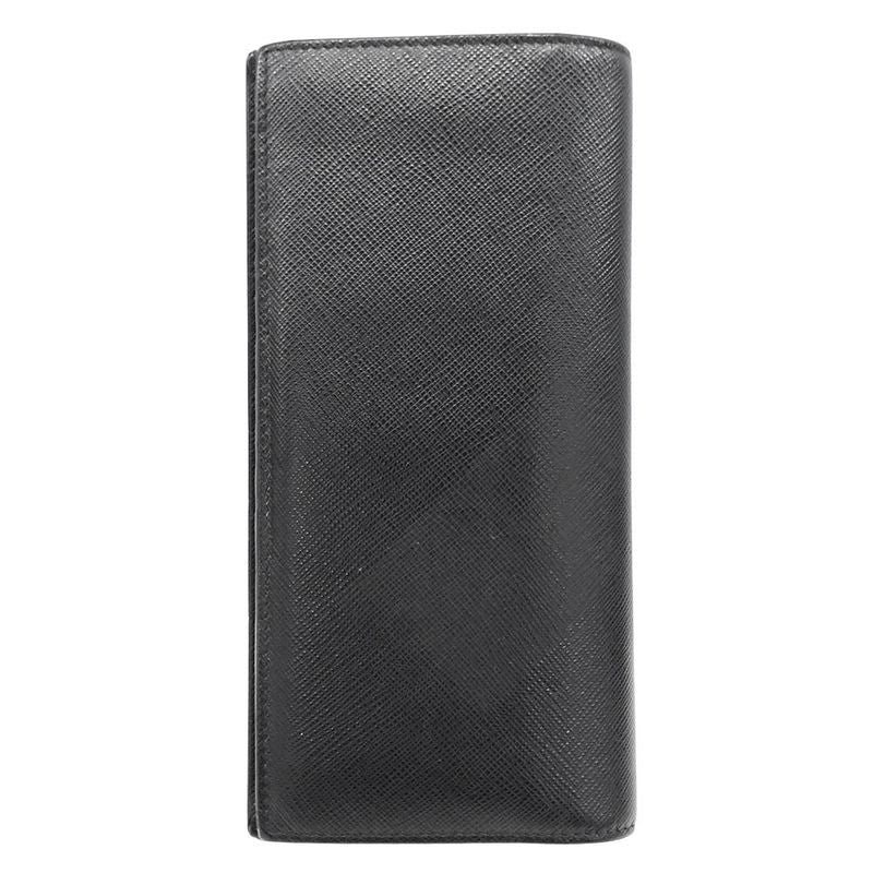 Prada Wallet Saffiano Black Foldable Fashionable Smart