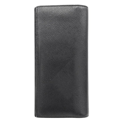 Prada Wallet Saffiano Black Foldable Fashionable Smart