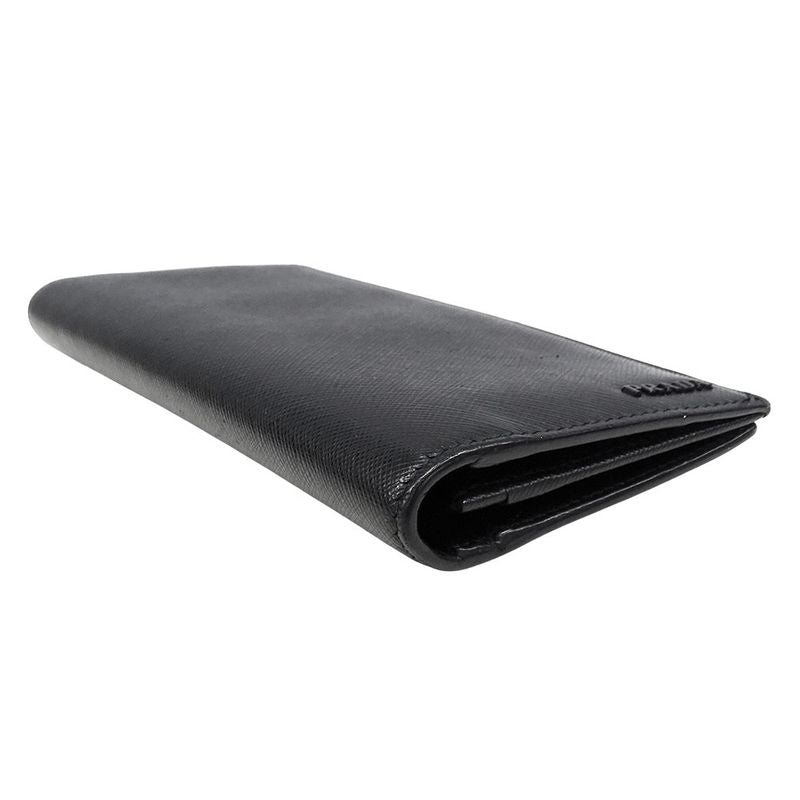 Prada Wallet Saffiano Black Foldable Fashionable Smart