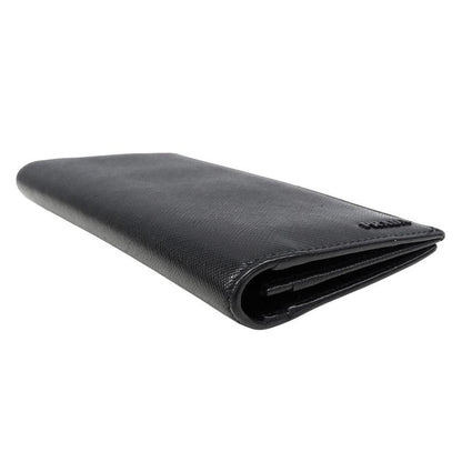 Prada Wallet Saffiano Black Foldable Fashionable Smart