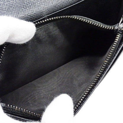 Prada Wallet Saffiano Black Foldable Fashionable Smart