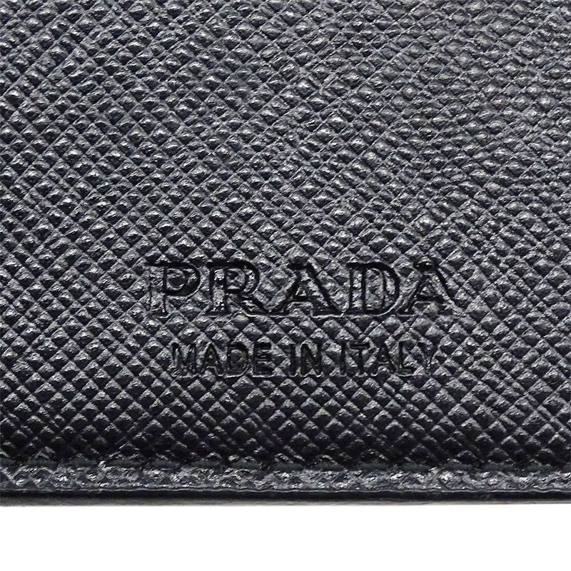 Prada Wallet Saffiano Black Foldable Fashionable Smart