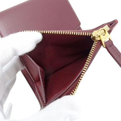 Bottega Veneta Wallet Bifold Leather Gold Red Wine Mini